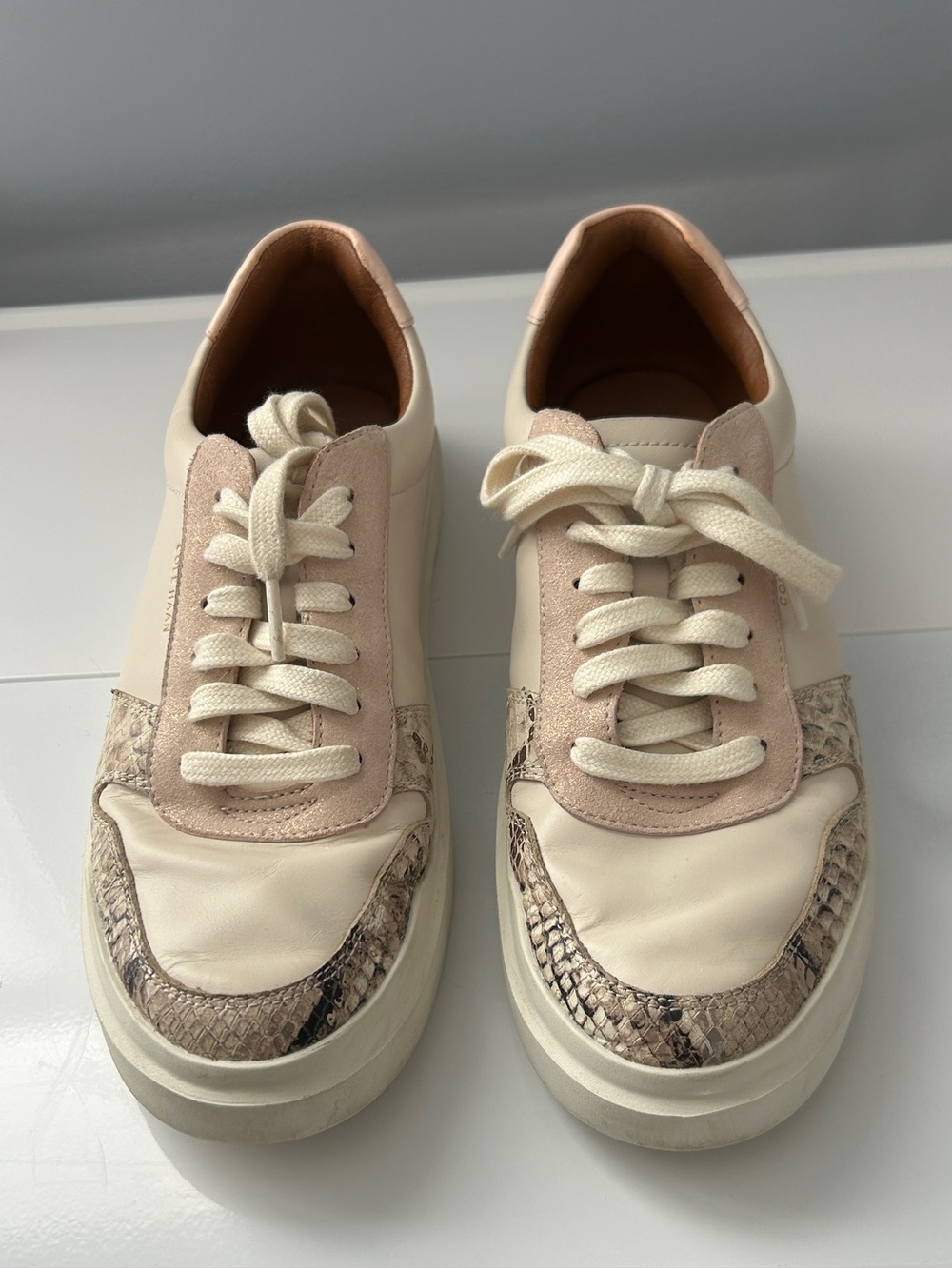Cole Haan GrandPro Rally Court Women’s 9.5 Pink Snake Print Leather Sneakers